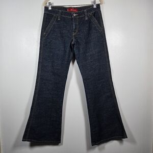 Vintage Y2K Levis Low Slouch Flare Leg Denim Jeans Dark Wash Juniors Size 7